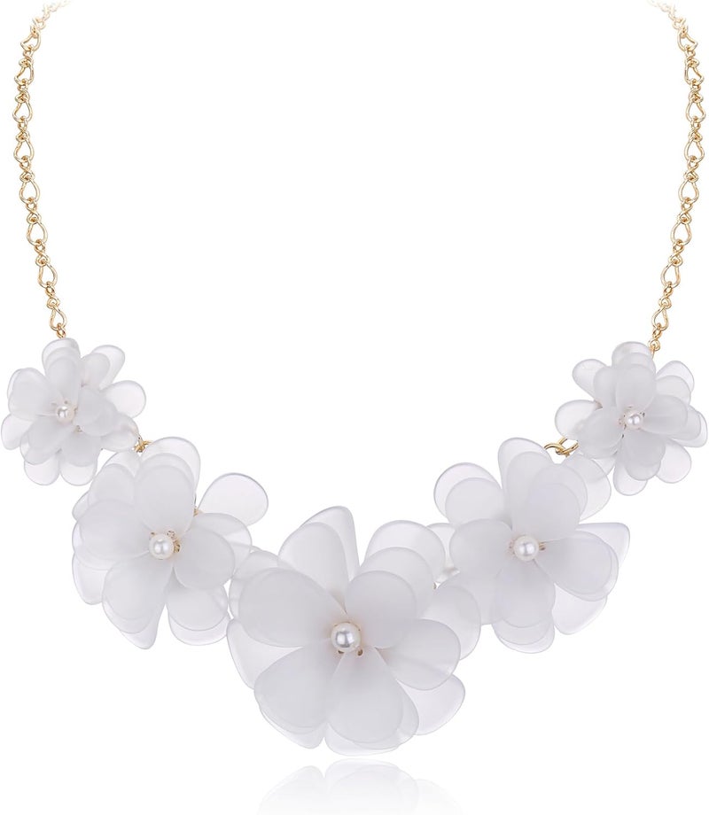 Flyonce Flower Collar Necklace, Floral Flowers Statement Summer Beach Chokers Necklaces for Women - Image 1